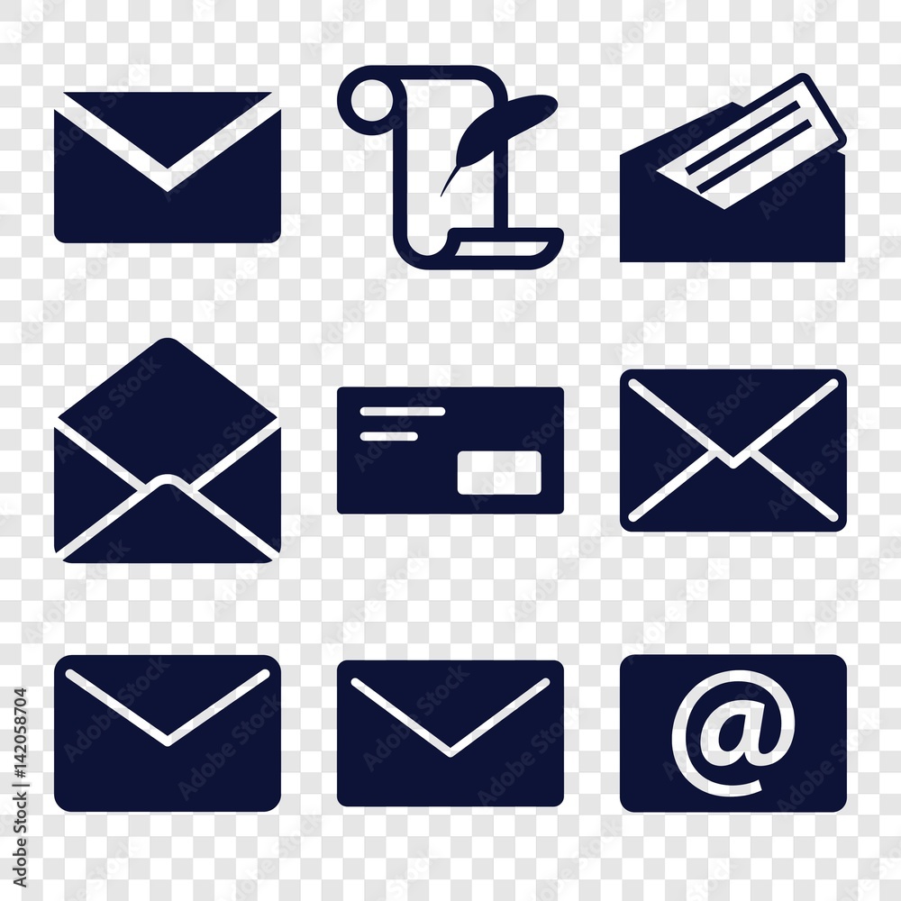 Poster set of 9 correspondence filled icons