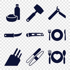 Set of 9 knife filled icons