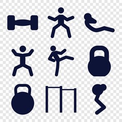 Set of 9 workout filled icons