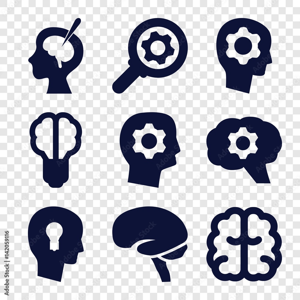 Poster Set of 9 brain filled icons