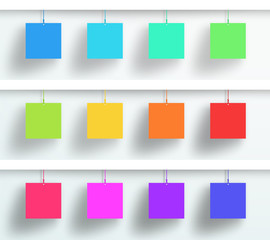 Vector Set Of 3d Blank Colorful Square Frames Hanging