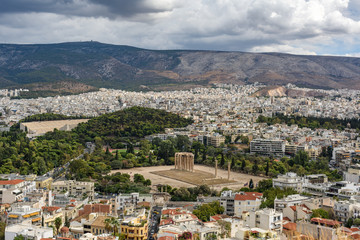 Fototapeta na wymiar View of Athens from Acropolis, Greece.