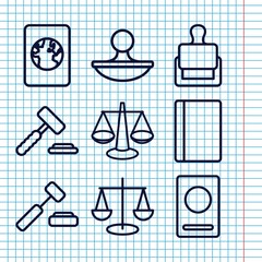 Set of 9 legal outline icons