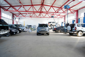 Interior of a car repair station