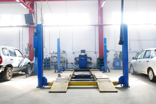 Interior of a car repair station