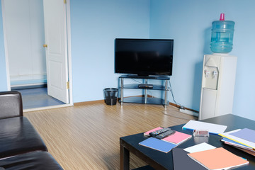 Waiting room in a car repair center