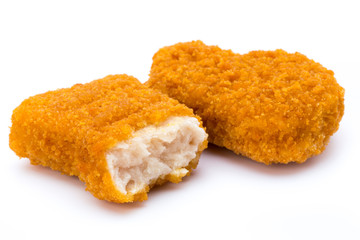 Nugget chiken on the white background.