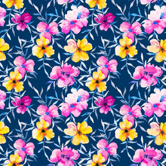 Watercolor floral botanical seamless pattern. Good for printing 