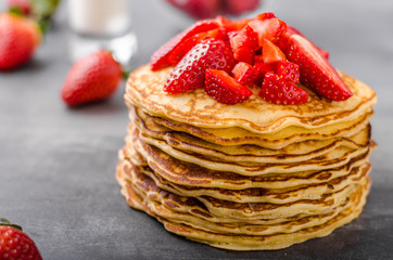 American pancakes with strawberries