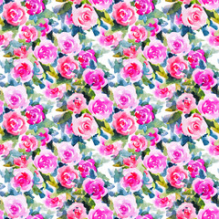Watercolor floral botanical seamless pattern. Good for printing  - 142065125