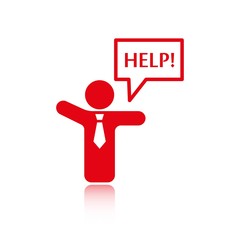 man with his hands asks for help