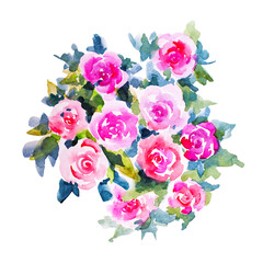 Watercolor flowers illustration. Isolated composition.