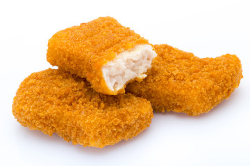 Nugget chiken on the white background.