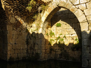 Ancient arch and water reservoir, Nimrod fortress, Israel