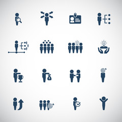 Business management, training, strategy or human resource icon set.