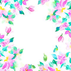 Invitation card for wedding day with watercolor flowers