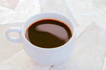 Coffee put on table  background.