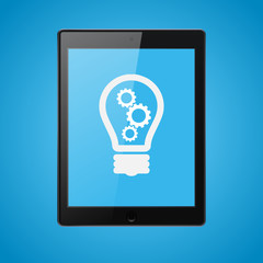 stylish digital tablet with light bulb conceptual design