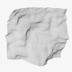 Modern abstract vector illustration. Soaring veil made of small round particles. Distorted structure of dots with 3d effect. Contemporary digital background. Element of futuristic design.