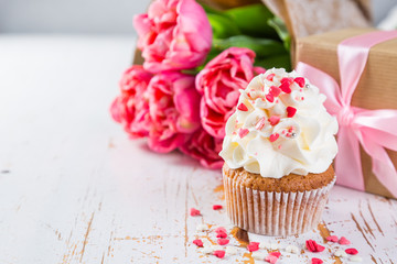 Mother's day card with coffee, present