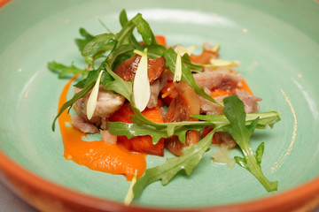 Game bird fillet with sweet potato mash