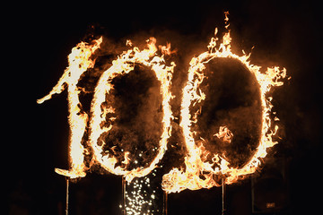 Burning number one hundred,sparks number 100, hot 100