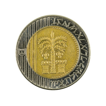 10 israeli new shekel coin reverse obverse isolated on white background