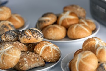 Freshly baked buns in the kitchen