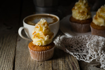 Caramel cupcakes with buttercream frosting
