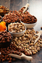 Composition with dried fruits and assorted nuts