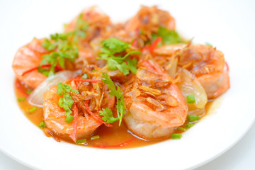 Deep Fried Shrimp with Tamarind Sauce on plate