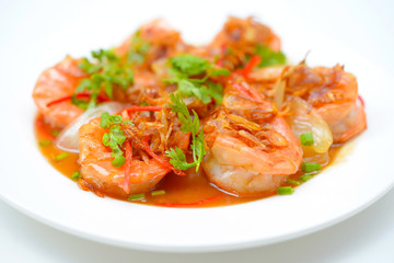 Deep Fried Shrimp with Tamarind Sauce on plate