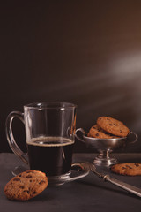Coffee with chocolate cookies