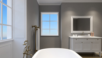 Fototapeta na wymiar Interior View Of Beautiful Luxury Bathroom. 3d rendering