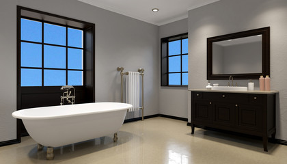 pano interior of modern bathroom. 3d rendering