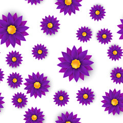 Fototapeta na wymiar Flower seamless pattern, paper cut, on white background