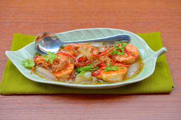Deep Fried Shrimp with Tamarind Sauce on plate