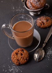 Coffee with chocolate cookies