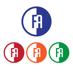 Obraz premium FA initial circle half logo blue,red,orange and green color