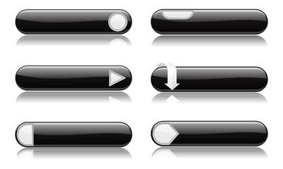 Fototapeta premium Black buttons with white signs. Menu interface elements
