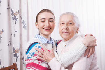 Holding hand. Home care elderly concept.