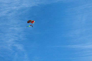 Paraplane in the blue sky
