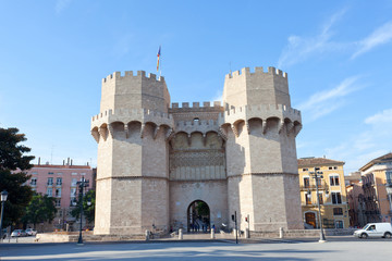 Serranos Towers. A view of the Serranos Towers, a medieval gate in Valencia.