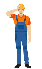 Builder grabbed his head