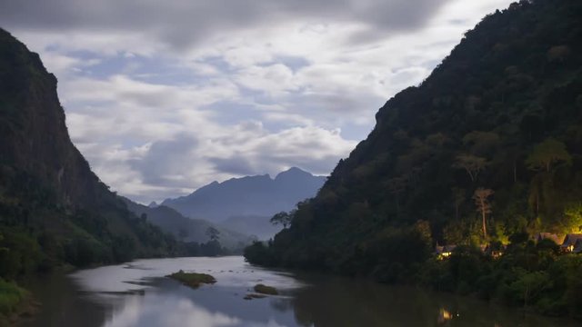 Nong Khiaw river landscape timelapse, northern Laos