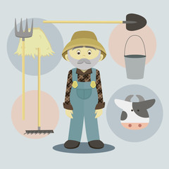 Farmer isolated vector illustration