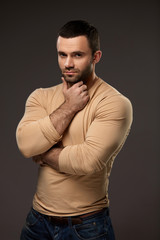 Handsome Man Portrait. Sexy Young Male With Muscular Body
