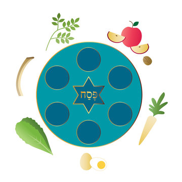 recommend clip art: blue seder plate with food