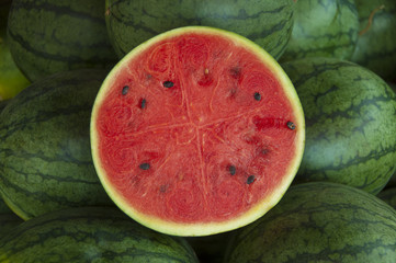 One cut watermelon