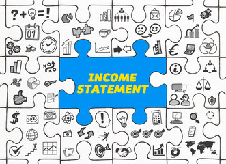 Fototapeta premium Income Statement / Puzzle mit Symbole